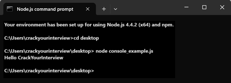 Console nodejs