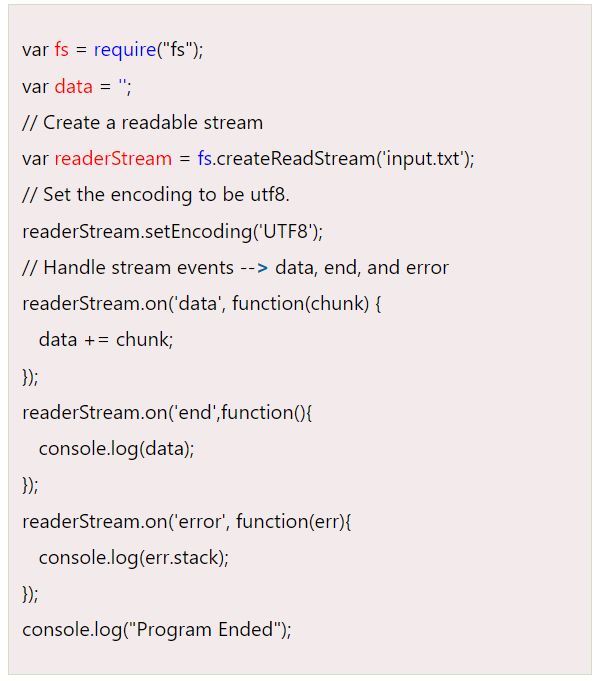 Node.js Code stream