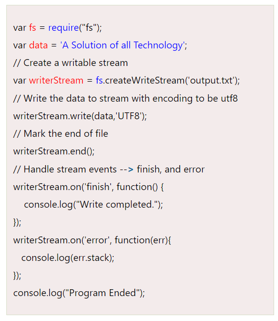 Write Stream Code