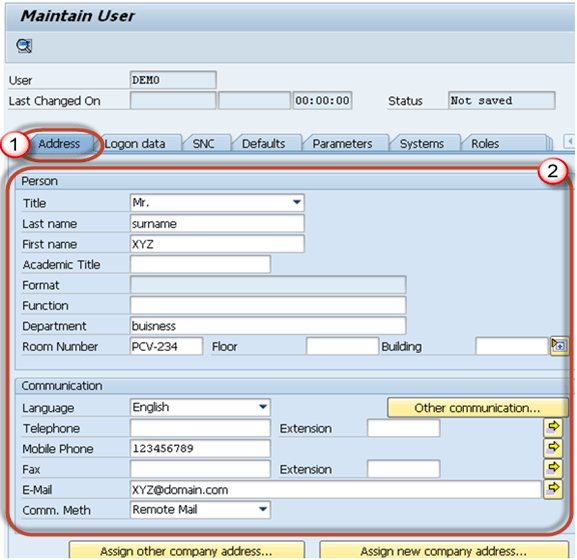 Address SAP