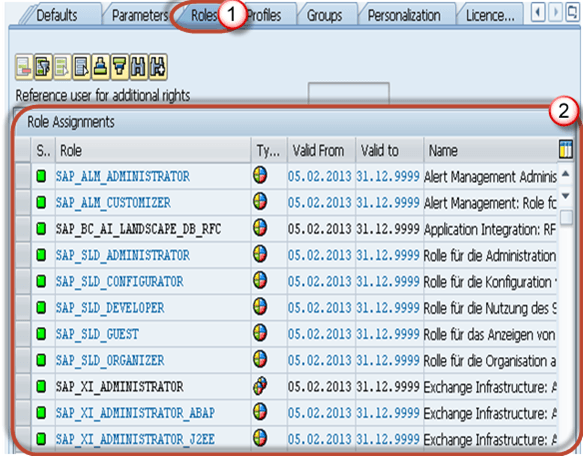 SAP Roles user