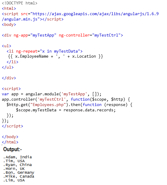 AngularJS JSON data