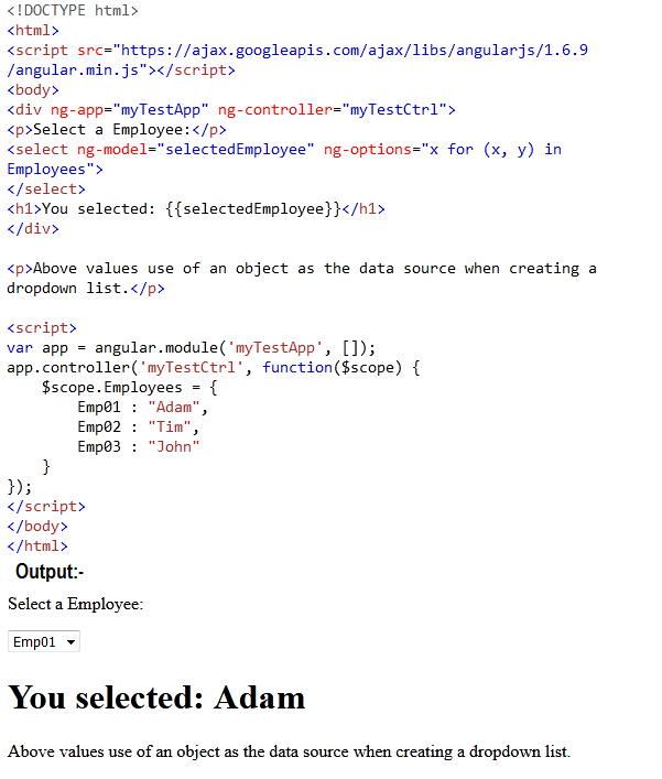 AngularJS Object Select