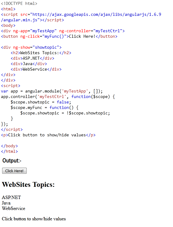 AngularJS Toggle HideShow