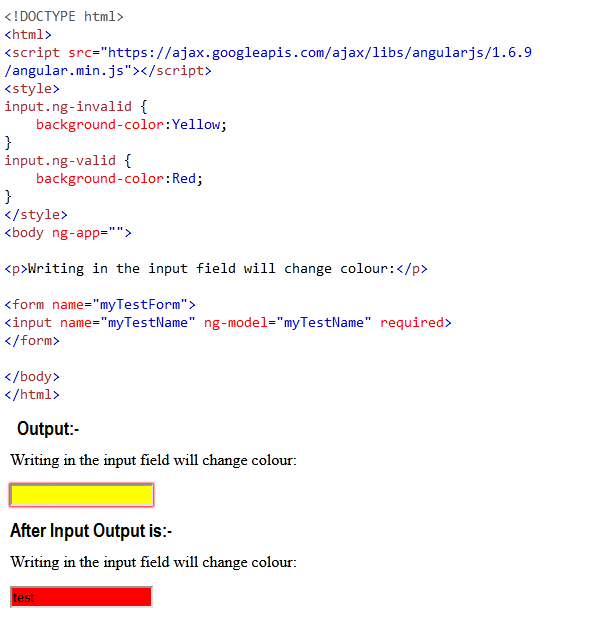 ANgularJS Validation CSS