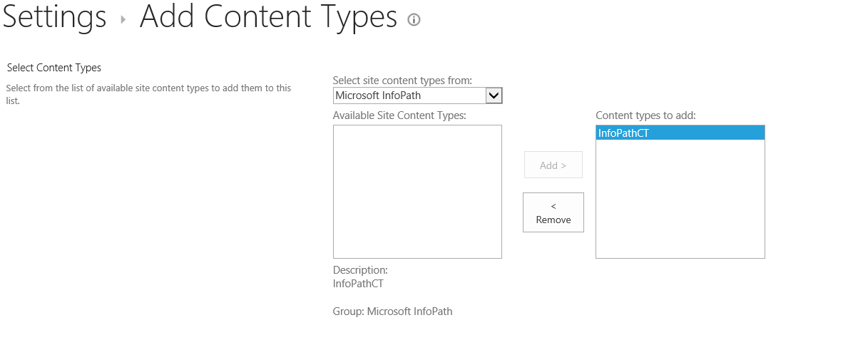 Content Type Settings