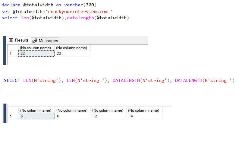 Datalength() and Len()